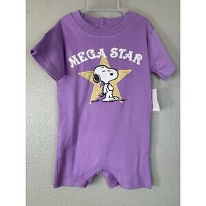 Snoopy Peanuts Romper 6/9 M Purple Mega Star NWT Short Sleeve Shorts 100% Cotton